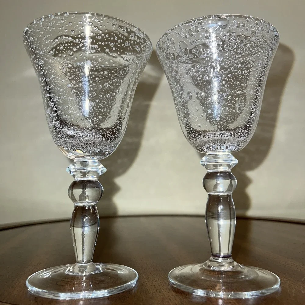2 Pottery Barn Bubble Art Glass 7 1/4